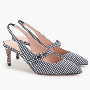 J Crew Collette Slingback Gingham Pump Heels